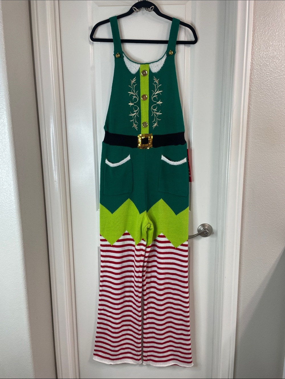 Eyeshadow Green & Red Elf-Inspired Jumpsuit Romper